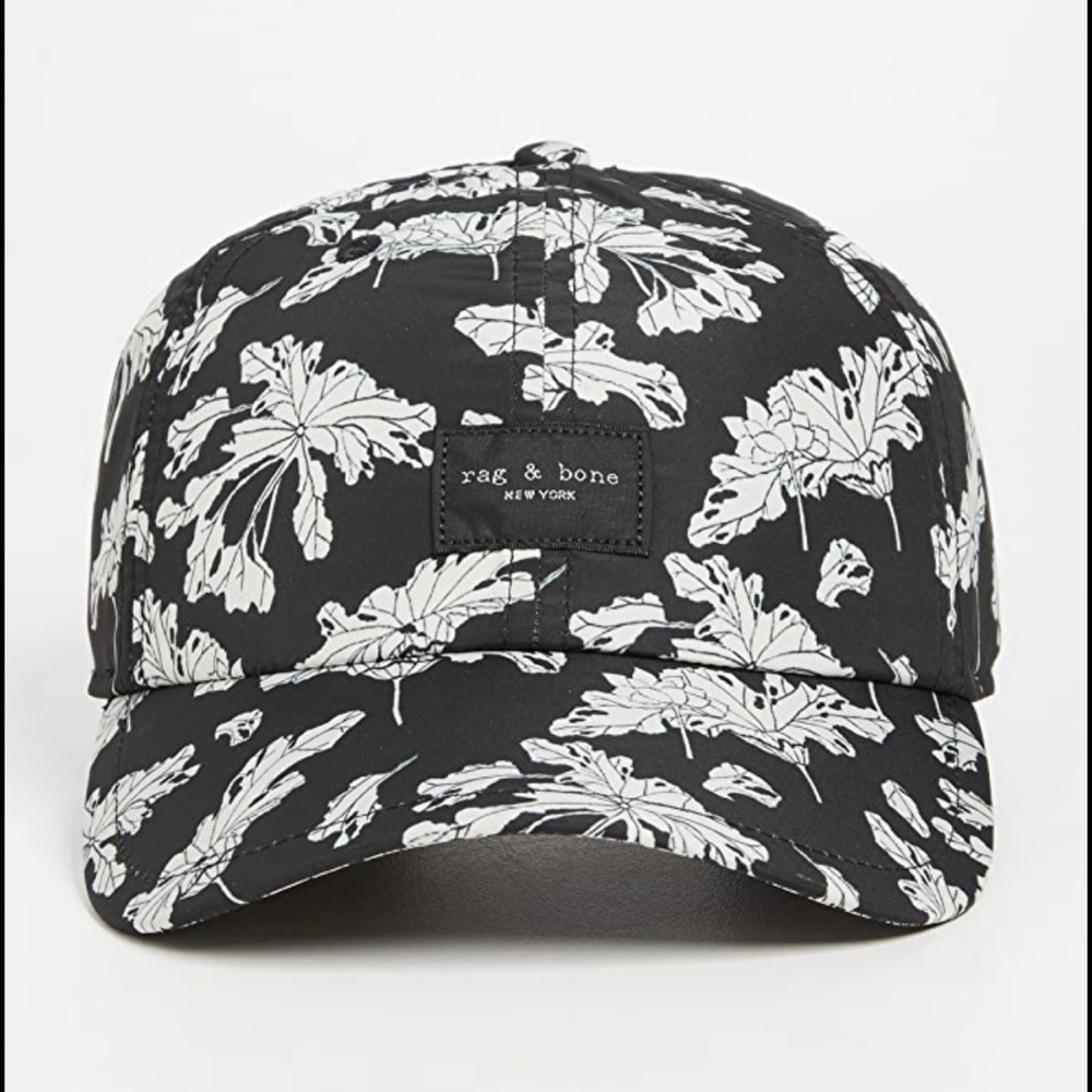 Rag & Bone Addison Baseball Cap, black floral NWT